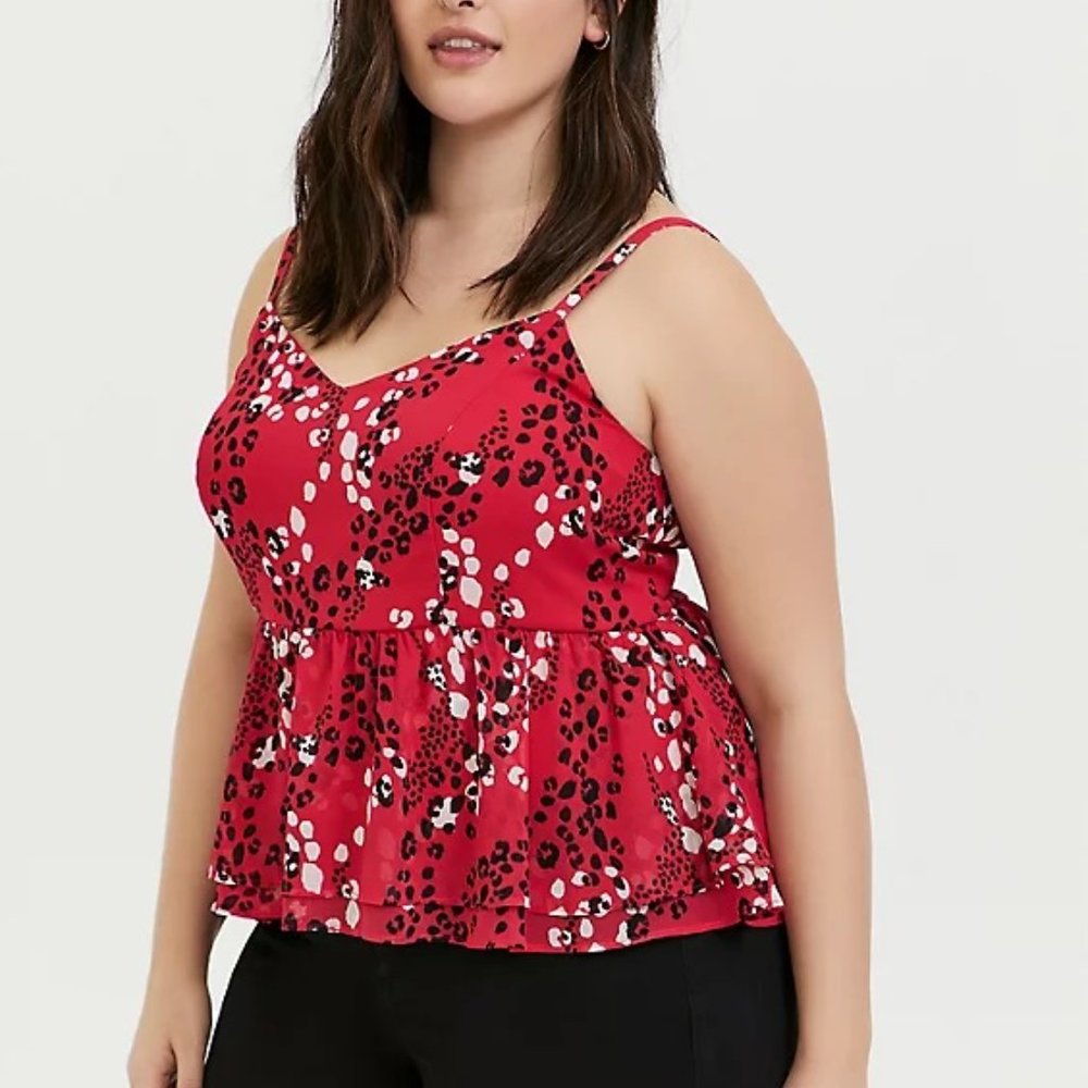 Torrid FUCHSIA PINK LEOPARD CHIFFON MIDI CAMI